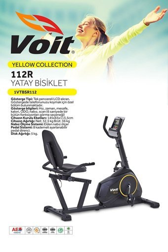 Voit Yellow Collection 112R 120 kg Kapasiteli Manuel Mekanik Dikey Kondisyon Bisikleti Siyah