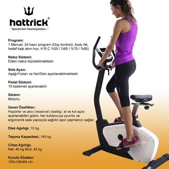 Hattrick Magno Motorlu 140 kg Kapasiteli Koltuklu Motorlu Dikey Kondisyon Bisikleti Beyaz