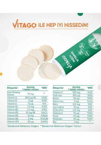 Vitago Multivitamin Yetişkin 20 Adet