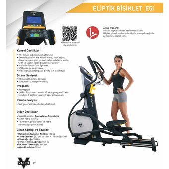 Valeo Life Span E5İ Profesyonel 180 kg Kapasiteli Manuel Mekanik Yatay Kondisyon Bisikleti Siyah