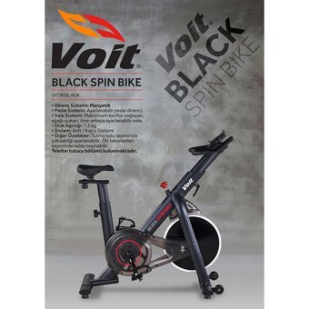 Voit Black Spin Bike 110 kg Kapasiteli Manuel Mekanik Dikey Kondisyon Bisikleti Gri