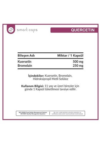 Smartcaps Quercetin Yetişkin Mineral 30 Adet