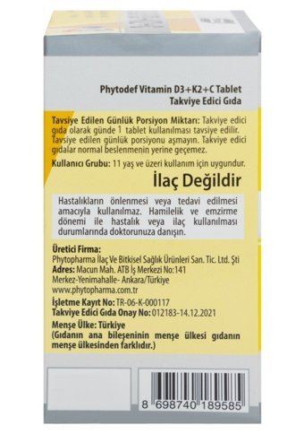 Phytodef D3 + K2 + C Yetişkin 60 Adet