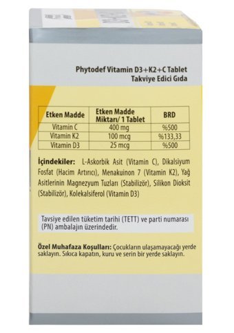 Phytodef D3 + K2 + C Yetişkin 60 Adet