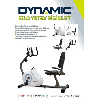Dynamic Ego Koltuklu Manyetik Yatay Kondisyon Bisikleti Beyaz