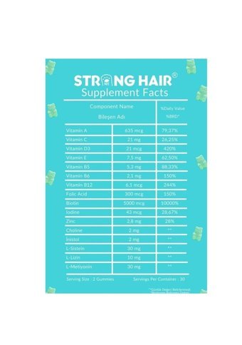 Vita Bear Strong Hair Elmalı Yetişkin 60 Adet