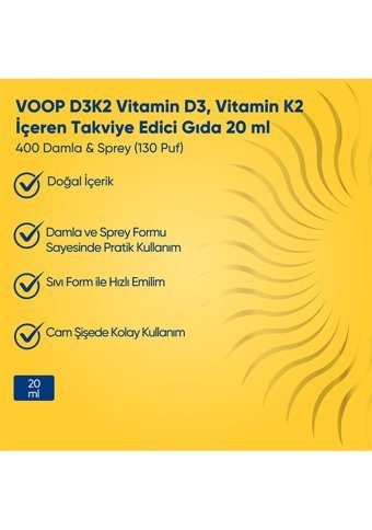 Voop D3K2 Vitamini Yetişkin 20 ml