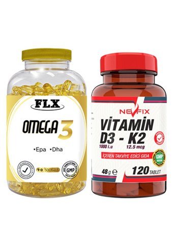 Flx Omega 3 Yetişkin 90 Adet + Nevfix Vitamin D3-K2 120