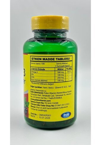 Vitapol Omega 3 Karamürverli Çocuk Vitamin Mineral 100 Adet