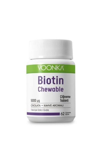 Voonka Biotin Chewable Çikolatalı Kahveli Yetişkin Mineral 62 Adet