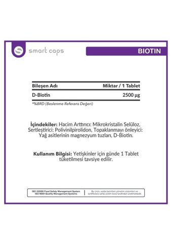 Smartcaps Biotin Yetişkin Mineral 60 Adet