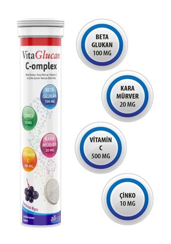 Allergo Vitaglucan C-Omplex Karamürverli Yetişkin Mineral 20 Adet