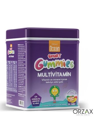 Ocean Smart Gummies Limon Portakal Çilek Elma Yetişkin 2x64 Adet