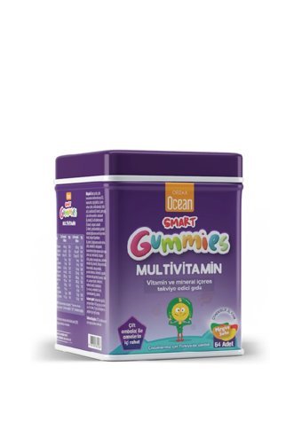 Ocean Smart Gummies Limon Portakal Çilek Elma Yetişkin 2x64 Adet