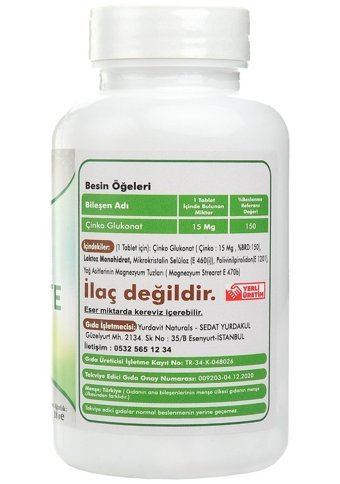 Yurdavit Selenium-Zinc Gluconate Yetişkin Mineral 2x120 Adet