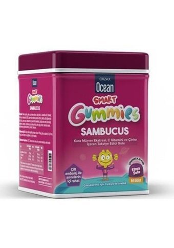 Ocean Smart Gummies Defence+Sambucus Limon Portakal Çilek Elma Elmasulu Yetişkin Mineral 2x64 Adet