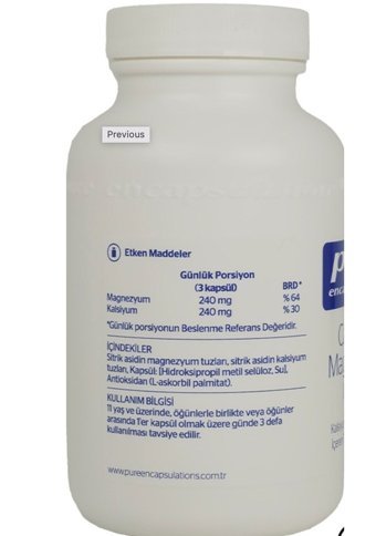 Pure Calcium Magnesium Bitkisel Yetişkin Mineral 90 Adet