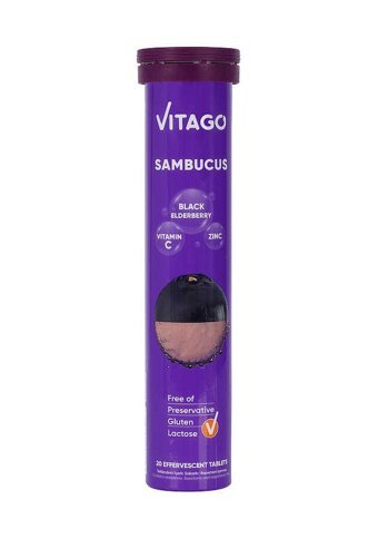Vitago Sambucus Vitamin C.Çinko Karamürverli Yetişkin 20 Adet