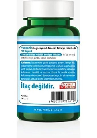 Yurdavit Magnesium L-Threonate Yetişkin Mineral 90 Adet