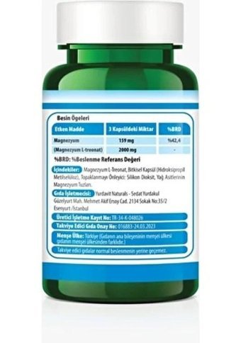 Yurdavit Magnesium L-Threonate Yetişkin Mineral 90 Adet