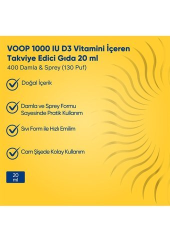 Voop D3 Vitamin Yetişkin 20 ml