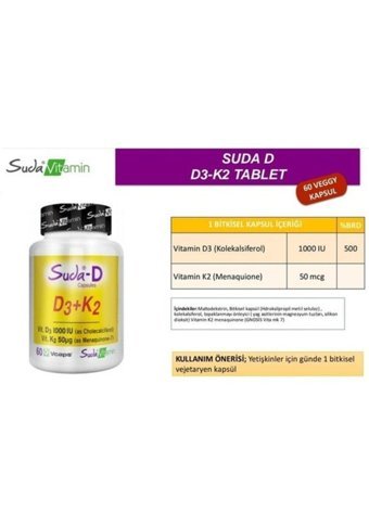 Suda D3 K2 Yetişkin 60 Adet