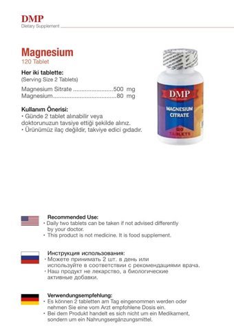 Dmp Magnezyum Citrate Yetişkin Mineral 120 Adet