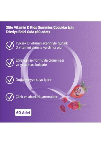 Qlife Vitamin D Karışık Meyve Çocuk Yetişkin 60 Adet