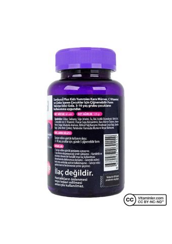 Sambucol Plus Kids Kara Mürver Özütü Çocuk Vitamin Mineral 3x60 Adet