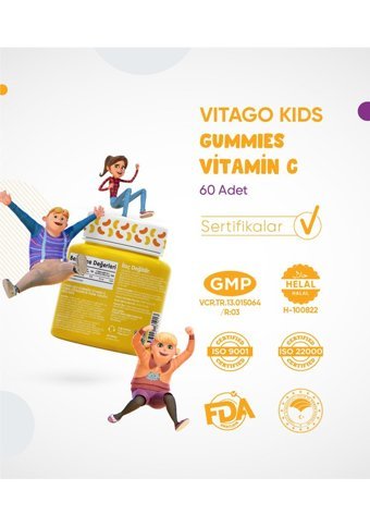 Vitago Gummies Vitamin C Meyveli Çocuk Vitamin 60 Adet