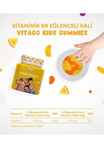 Vitago Gummies Vitamin C Meyveli Çocuk Vitamin 60 Adet