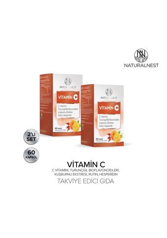 Naturalnest Vitamin C Kuşburnu Portakal Turunçgil Yetişkin 2x60 Adet
