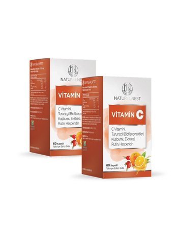 Naturalnest Vitamin C Kuşburnu Portakal Turunçgil Yetişkin 2x60 Adet