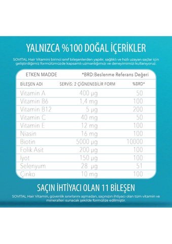 Sovital Hair Vitamins Ahududu Yetişkin 60 gr