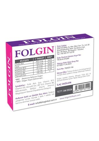Folgin Folik Asit Zencefil Yetişkin Mineral 3x30 Adet