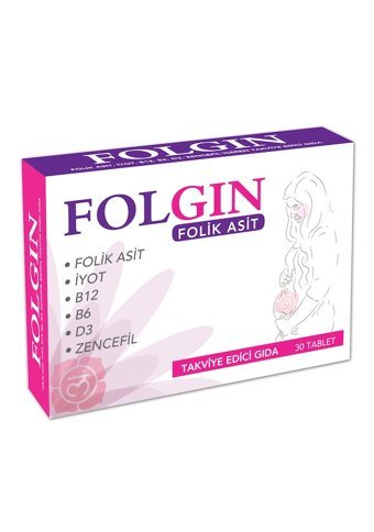 Folgin Folik Asit Zencefil Yetişkin Mineral 3x30 Adet