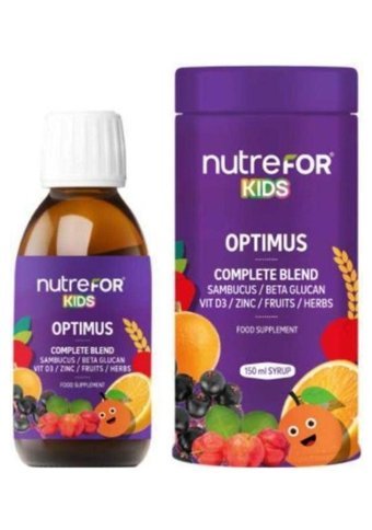 Nutrefor Optimus Complete Blend Gerçek Meyve Sebze Kara Mürver Ahududu Çocuk Vitamin Mineral 150 ml