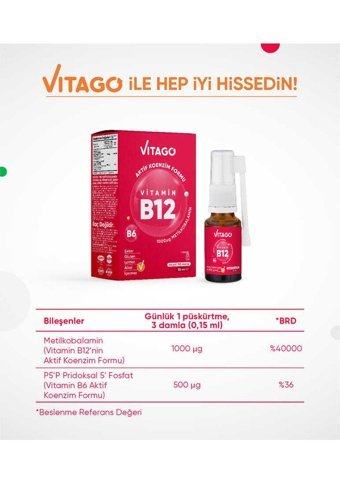 Vitago Vitamin B12 Yetişkin 10 ml