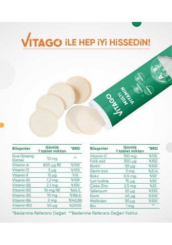 Vitago Multivitamin Limonlu Yetişkin Mineral 20 Adet