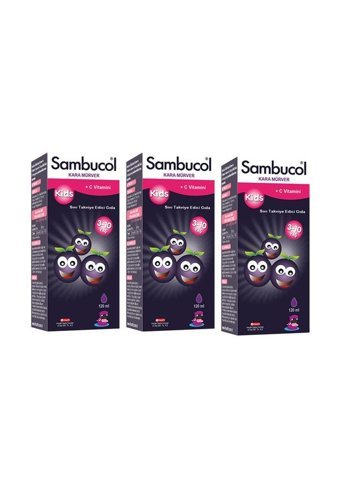 Sambucol C Vitamini Kara Mürver Özütü Portakal Çocuk Vitamin Mineral 3x120 ml