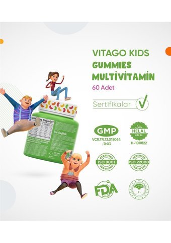 Vitago Gummies Multivitamin Meyveli Çocuk Vitamin 60 Adet