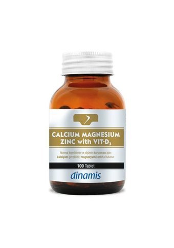 Dinamis Calcium Magnesium Zinc With Vit-D3 Çocuk Yetişkin Mineral 100 Adet
