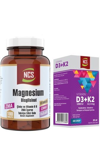 NCS Magnesium Çinko + D3 K2 Yetişkin 180 Adet+20 ml