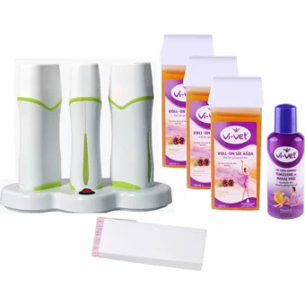 Vivol 3+1 Roll-On Ağda Makinesi + 3xNaturel Kartuş Ağda + Ağda Bezi + Temizleme Yağı