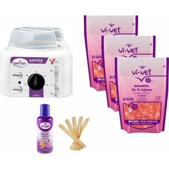 Vivol Jüpiter 1+1 Boncuk Ağda Makinesi + 3xPudralı Boncuk Ağda + Spatula + Temizleme Yağı