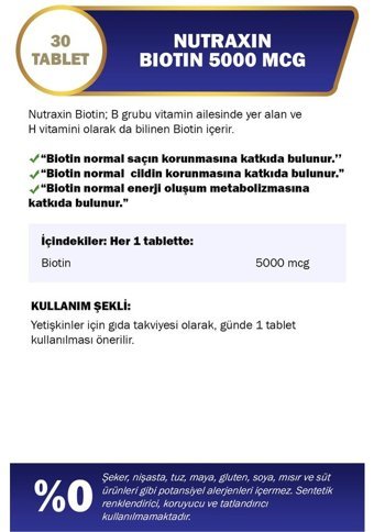 Nutraxin Yetişkin 60 Adet + Biotin 100 Tablet + Selenium 100 Tablet