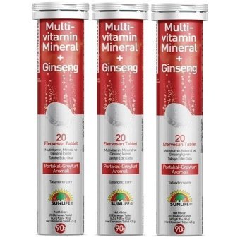 Sunlife Multivitamin Mineral Ginseng Portakal Greyfurt Yetişkin Mineral 3x20 Adet