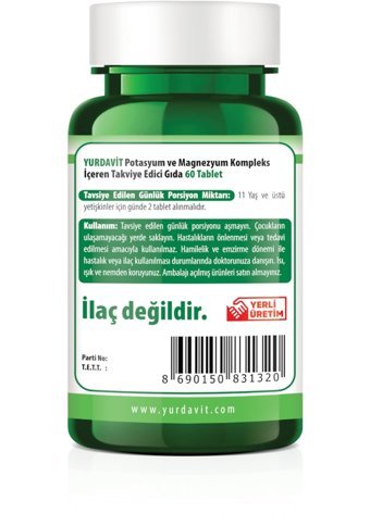 Yurdavit Kalium Magnesıum Complex Yetişkin Mineral 60 Adet