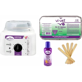 Vivol Jüpiter 1+1 Kazanlı Ağda Makinesi + Azulen El Ağdası + Spatula + Temizleme Yağı