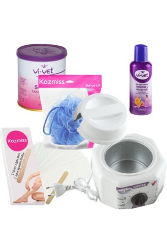 Depiroll 1+1 Kazanlı Ağda Makinesi + Sir Ağda + Ağda Bezi + Spatula + Temizleme Yağı + Lif